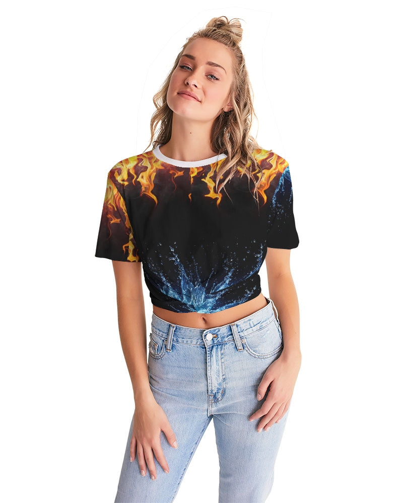Water fire Women's Twist-Front Cropped Tee