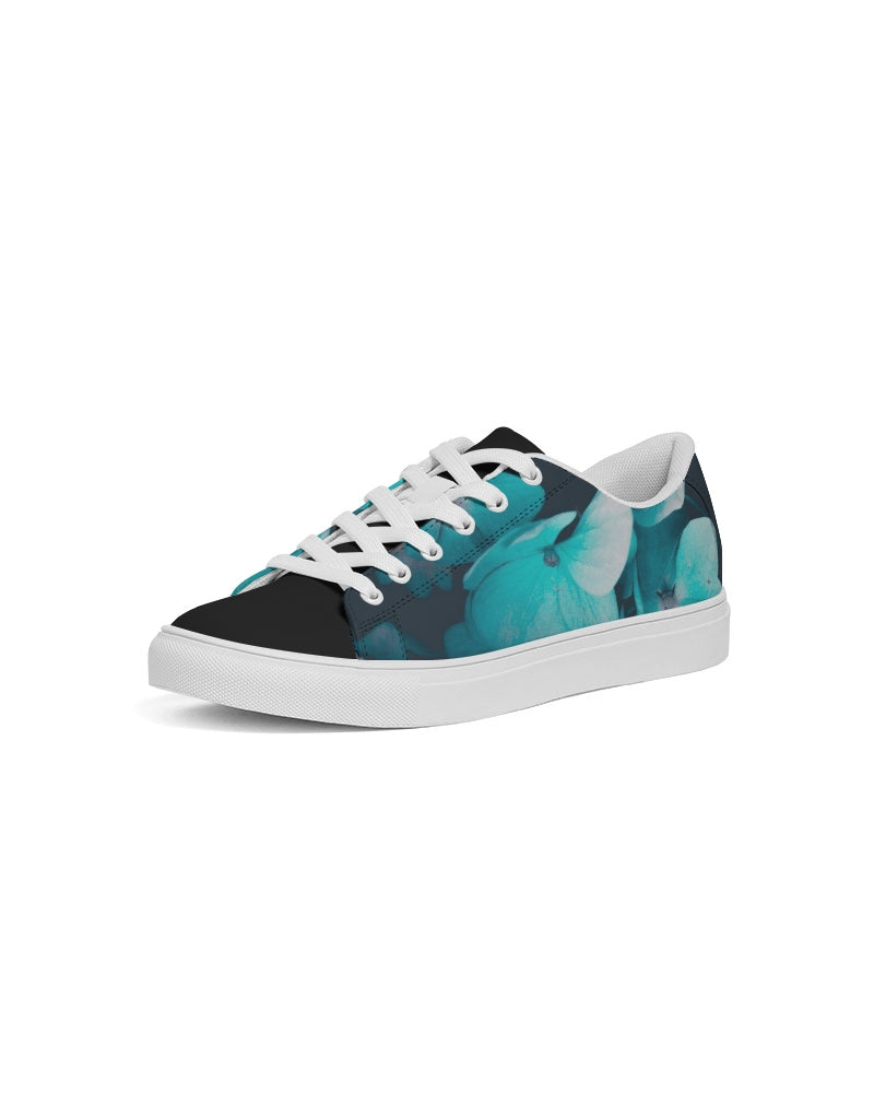Teal Floral Women's Faux-Leather Sneaker
