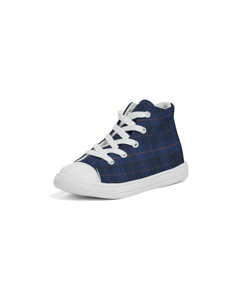 Blue Plaid Kids Hightop Canvas Shoe