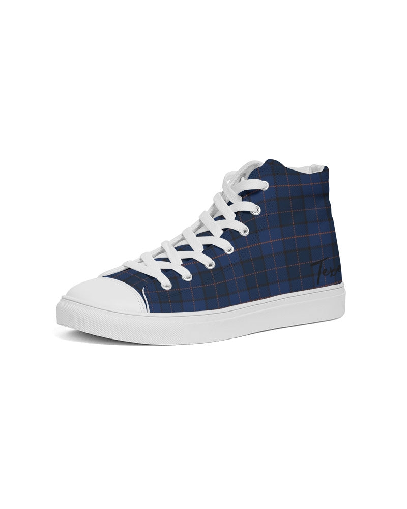 Blue Plaid Men's Hightop Canvas Shoe