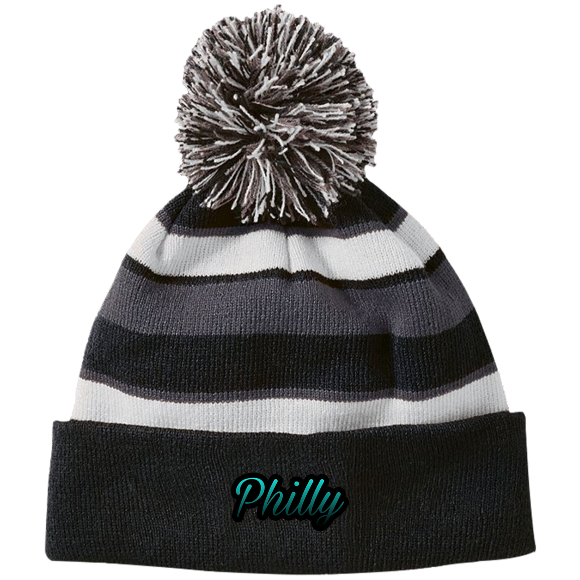 Philly Striped Beanie with Pom