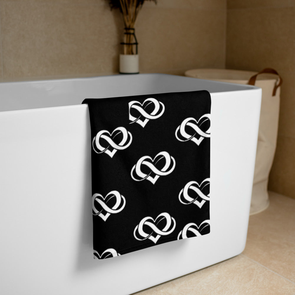 Poly Love Black Beach Towel