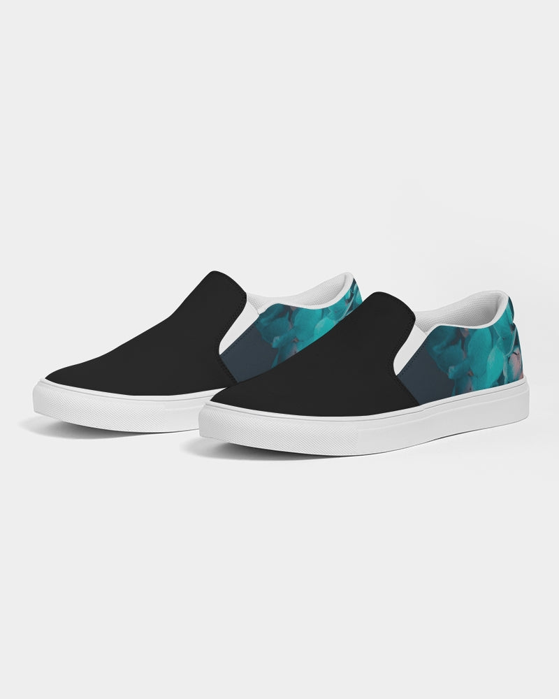 Teal Floral Women's Slip-On Canvas Shoe