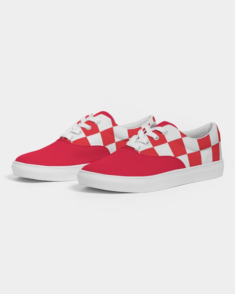 checkered Women's Lace Up Canvas Shoe