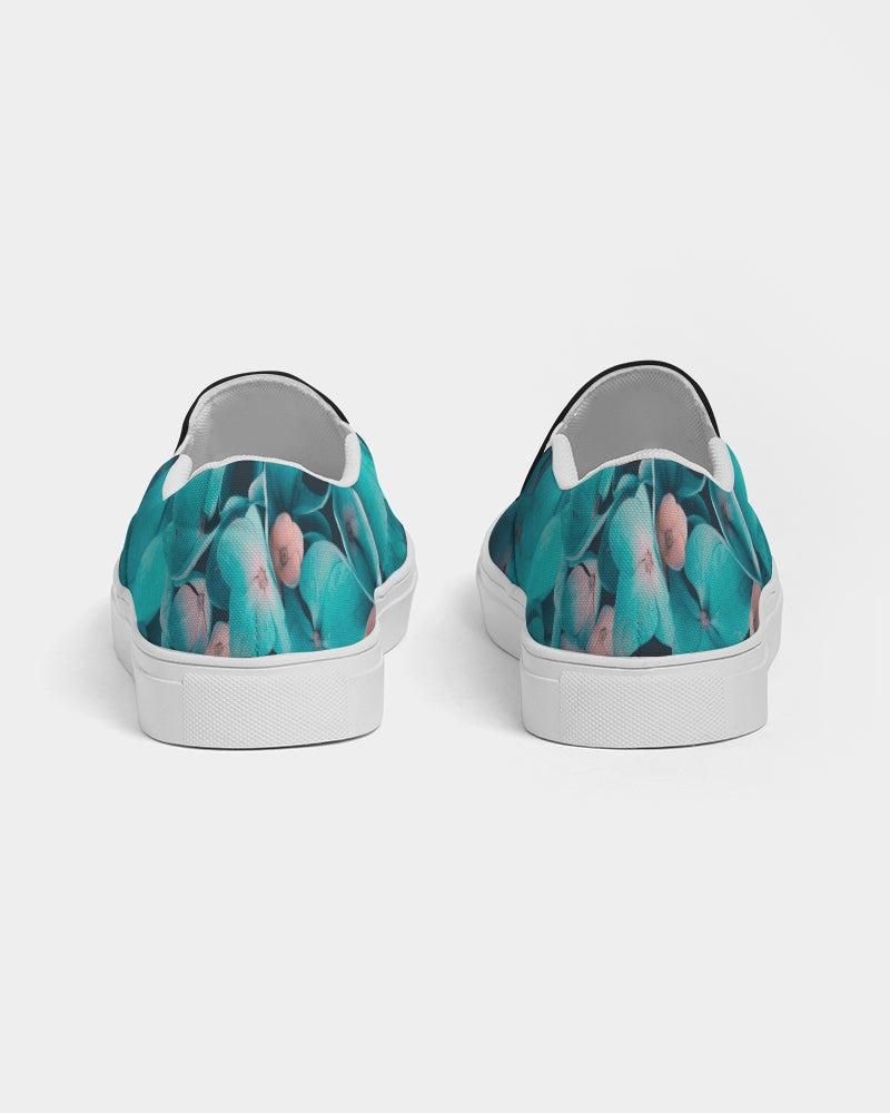 Teal Floral Women's Slip-On Canvas Shoe