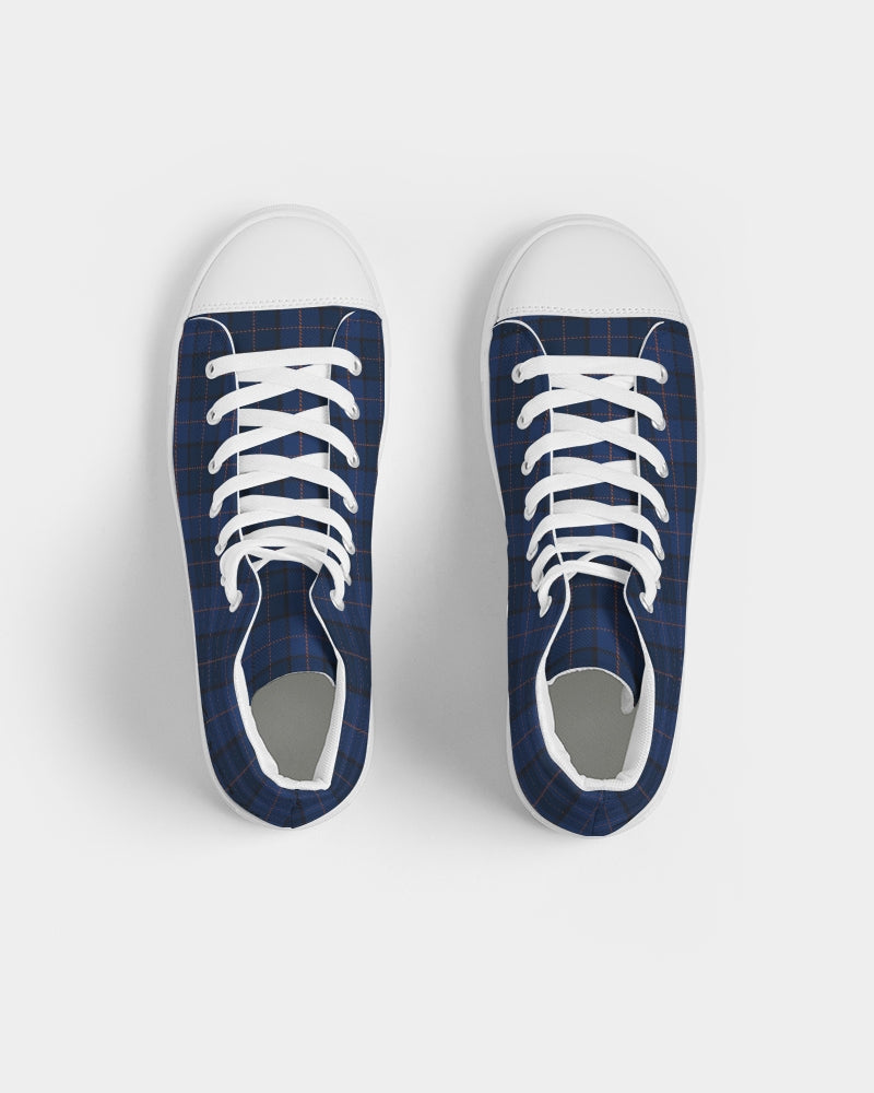 Blue Plaid Men's Hightop Canvas Shoe