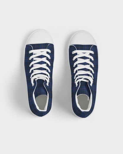 Blue Plaid Men's Hightop Canvas Shoe