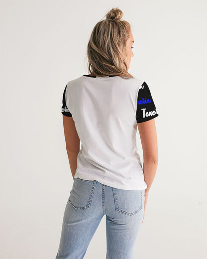 Texeria Monogram Blue Women's V-Neck Tee