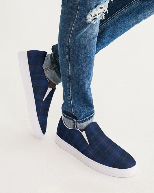 Blue Plaid Men's Slip-On Canvas Shoe