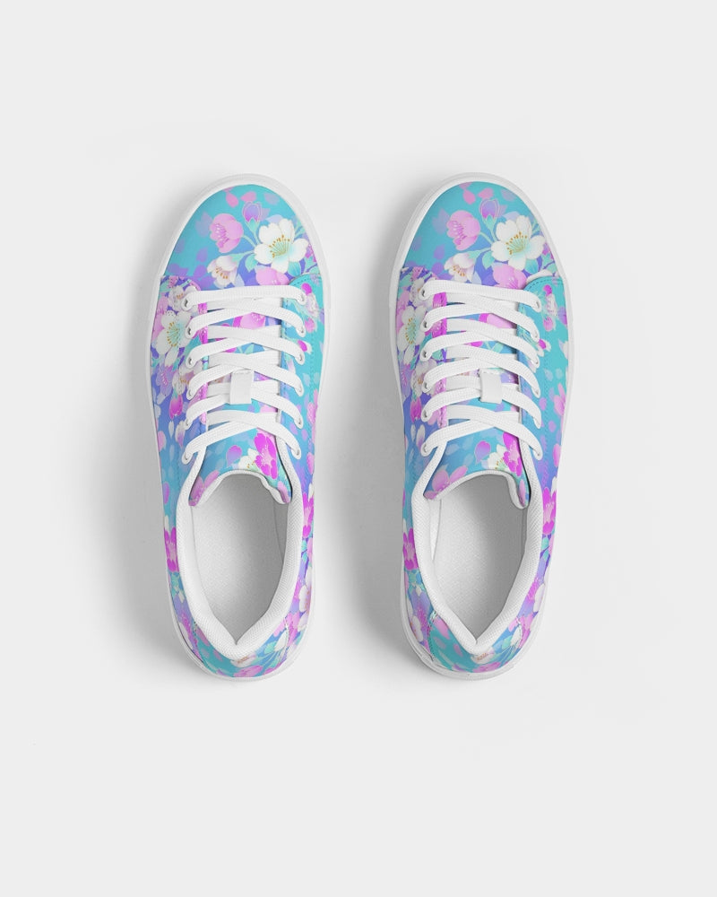 Floral Pinks Women's Faux-Leather Sneaker