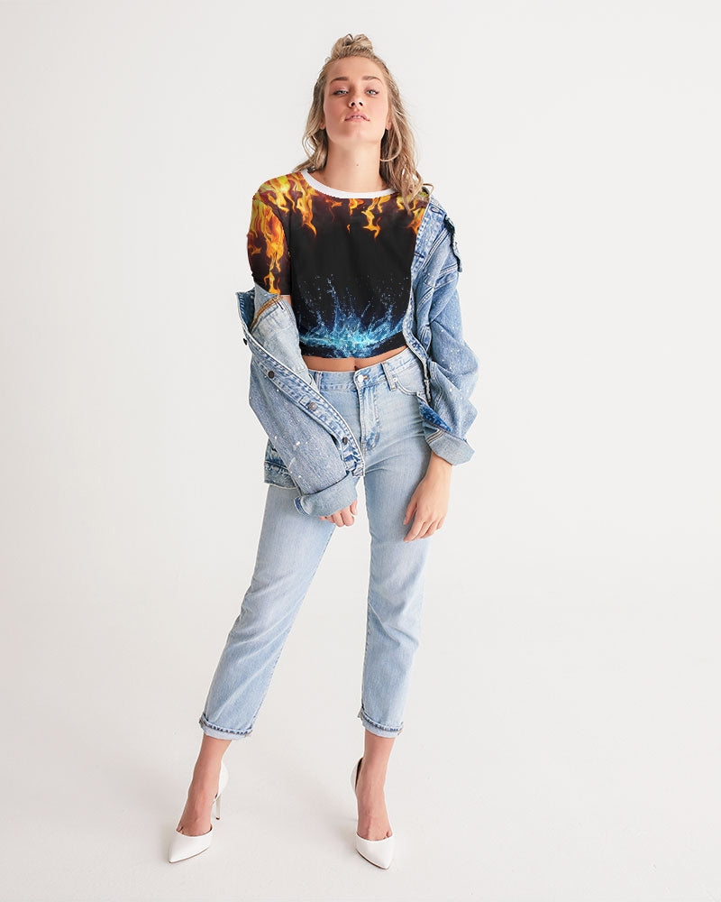 Water fire Women's Twist-Front Cropped Tee