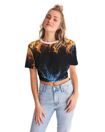 Water fire Women's Twist-Front Cropped Tee