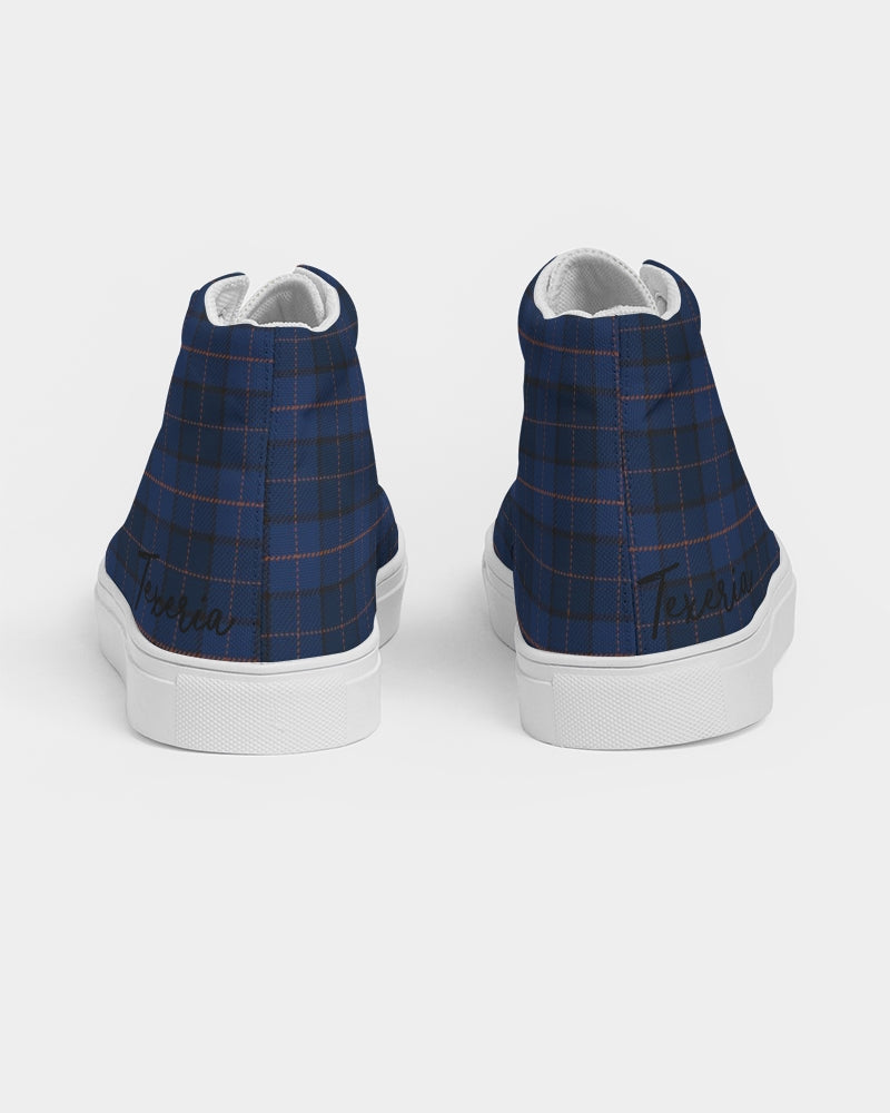 Blue Plaid Men's Hightop Canvas Shoe