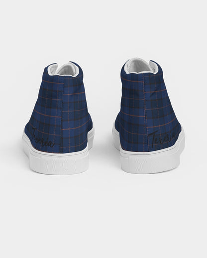 Blue Plaid Men's Hightop Canvas Shoe