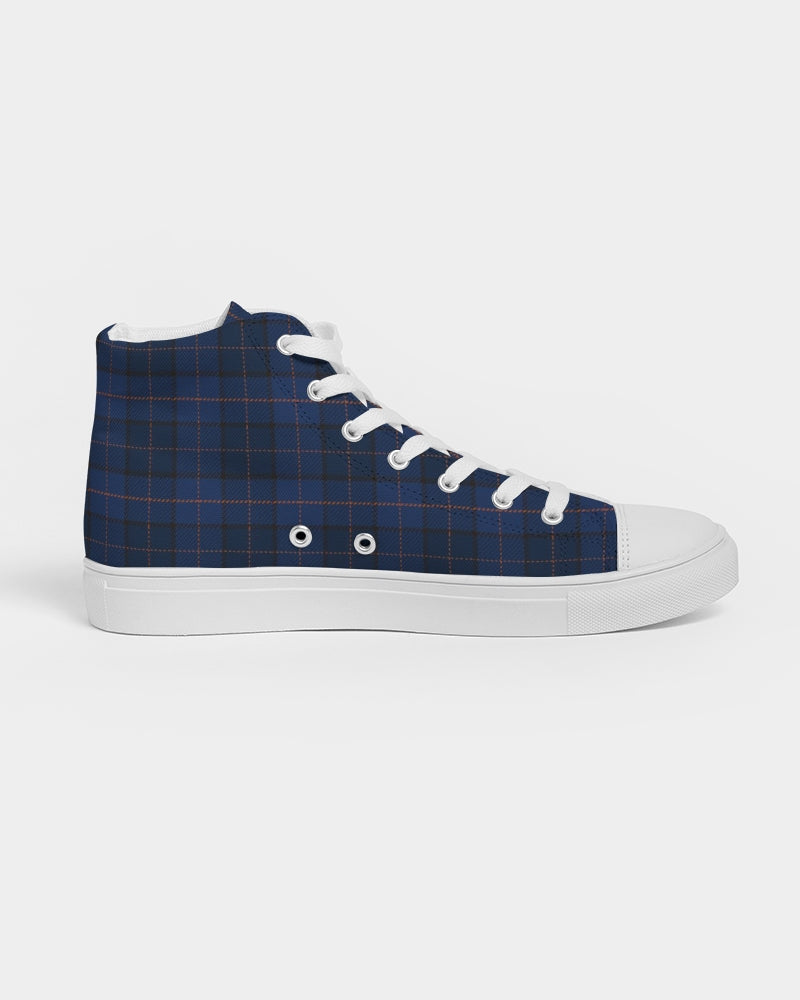 Blue Plaid Men's Hightop Canvas Shoe