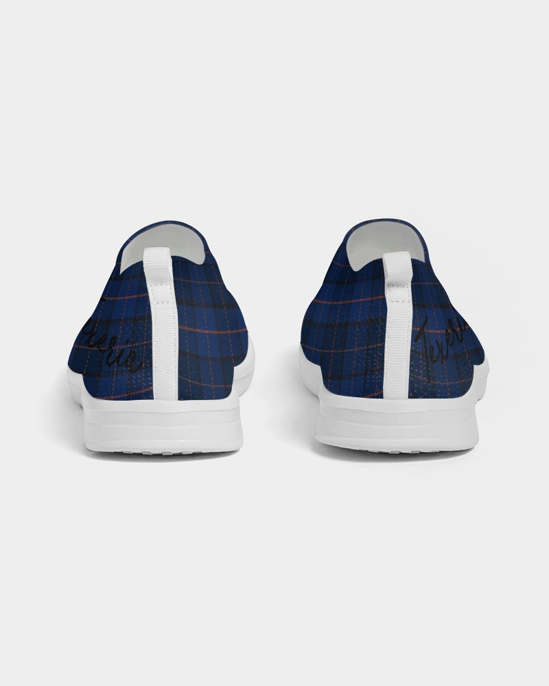 Blue Plaid Men's Slip-On Flyknit Shoe