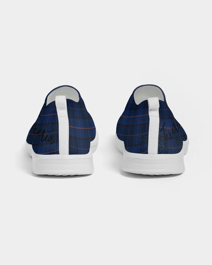 Blue Plaid Men's Slip-On Flyknit Shoe
