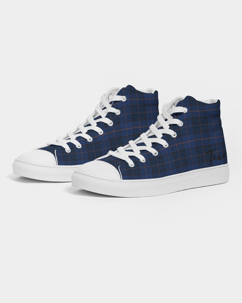 Blue Plaid Women's Hightop Canvas Shoe