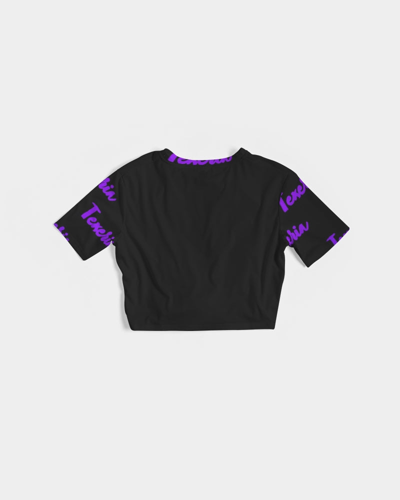 Texeria Monogram purple Women's Twist-Front Cropped Tee