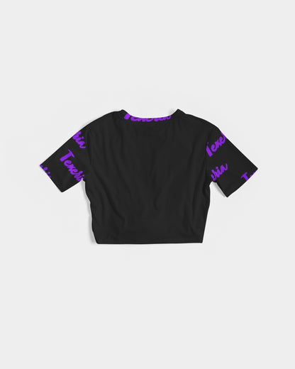 Texeria Monogram purple Women's Twist-Front Cropped Tee