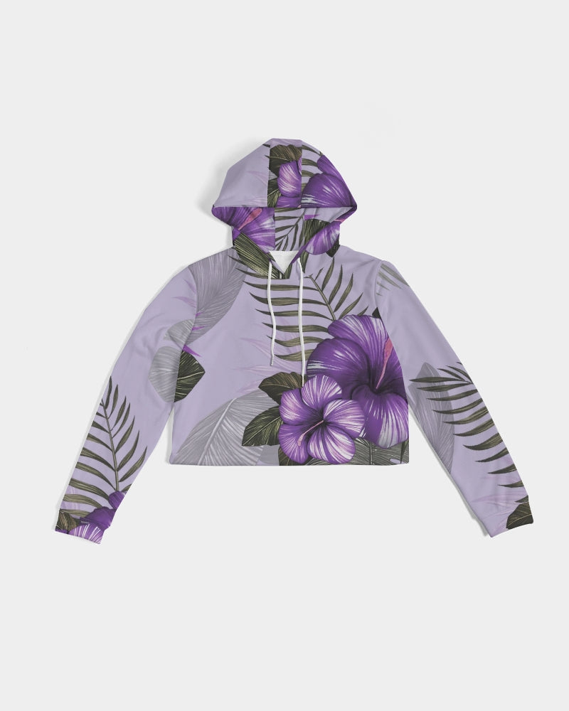 Purple Flower Women's Cropped Hoodie