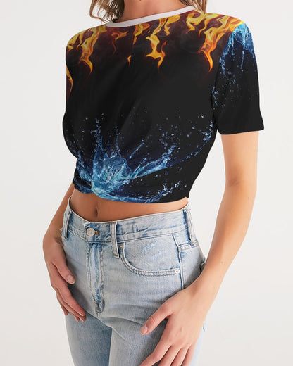 Water fire Women's Twist-Front Cropped Tee