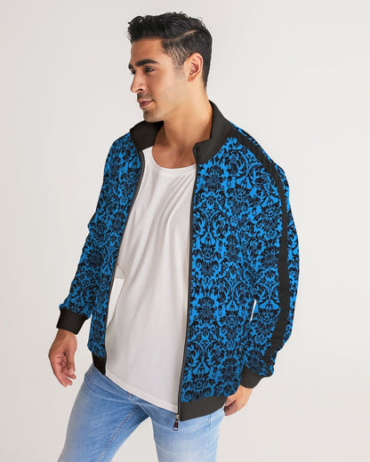 chandelier blue Men's Stripe-Sleeve Track Jacket