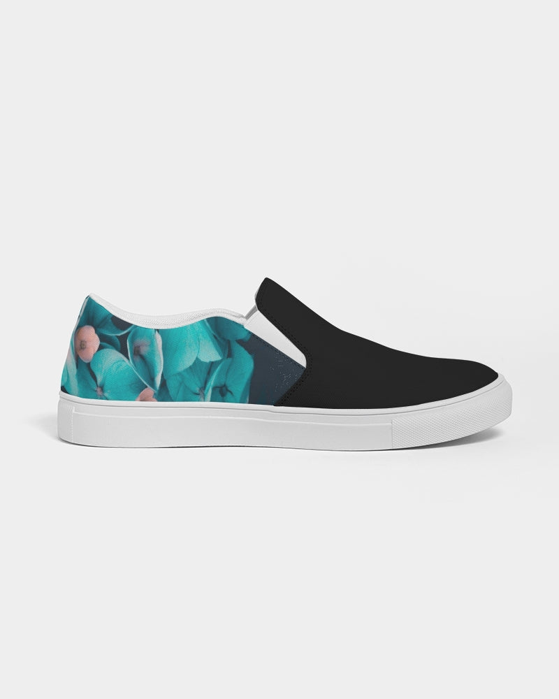 Teal Floral Women's Slip-On Canvas Shoe