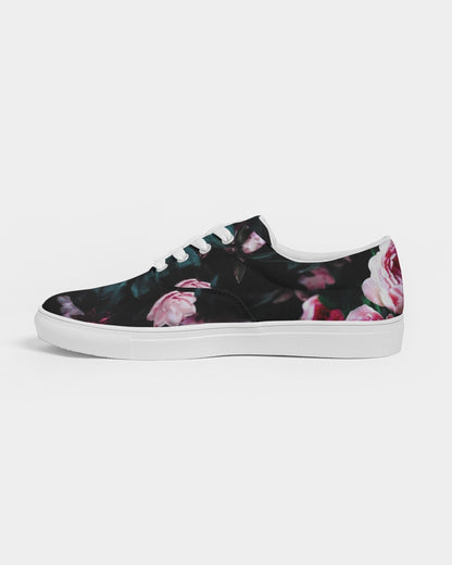 Dark Floral Women's Lace Up Canvas Shoe