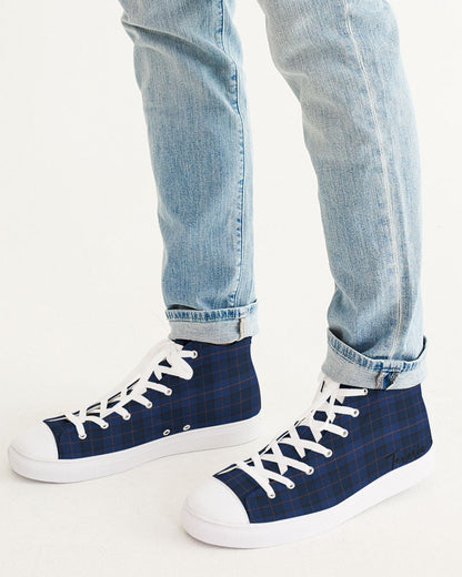 Blue Plaid Men's Hightop Canvas Shoe