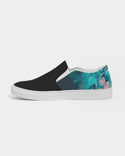Teal Floral Women's Slip-On Canvas Shoe