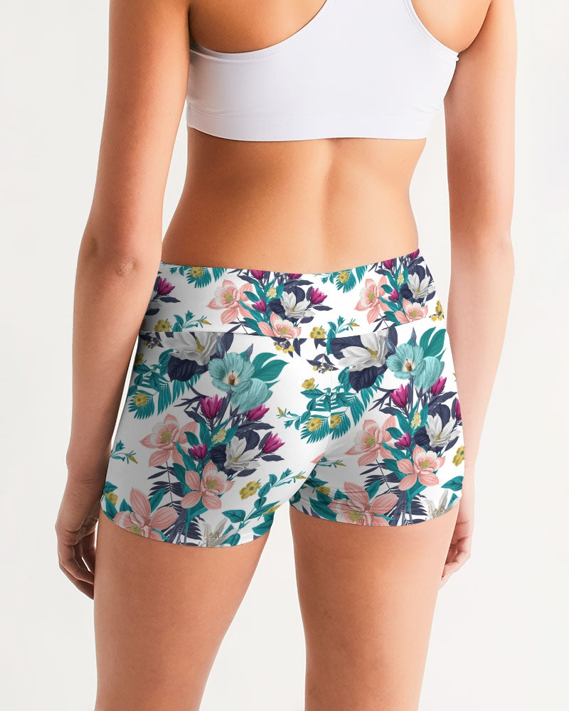 Warm Floral Women's Mid-Rise Yoga Shorts