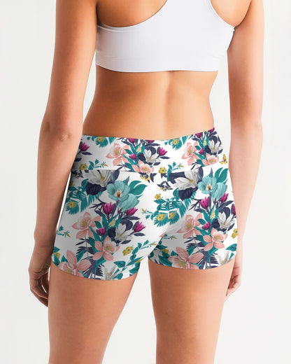 Warm Floral Women's Mid-Rise Yoga Shorts
