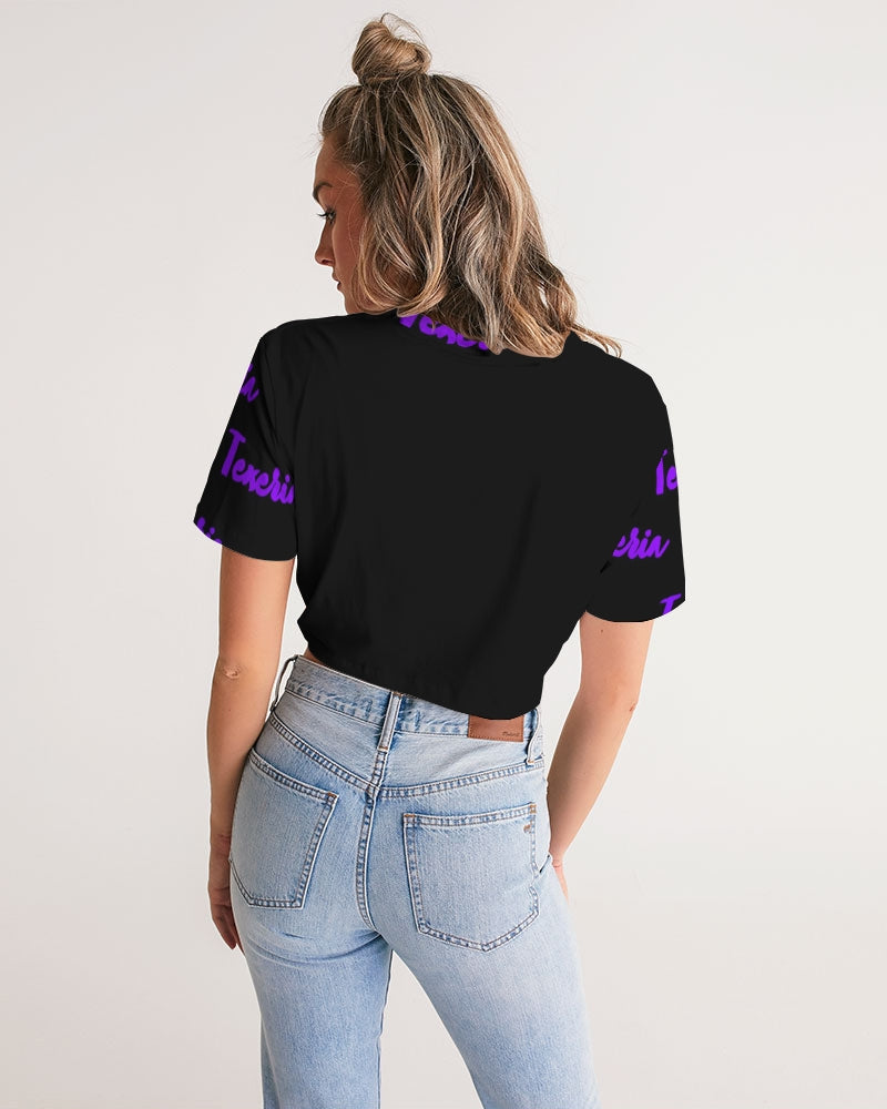 Texeria Monogram purple Women's Twist-Front Cropped Tee