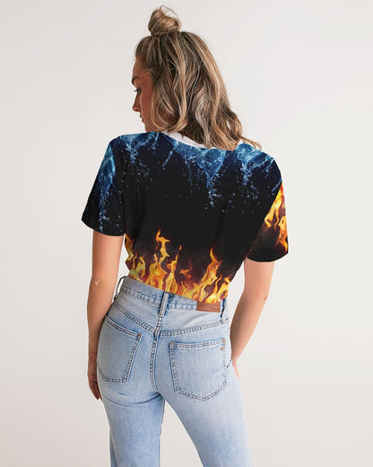 Water fire Women's Twist-Front Cropped Tee