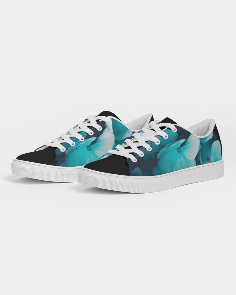 Teal Floral Women's Faux-Leather Sneaker