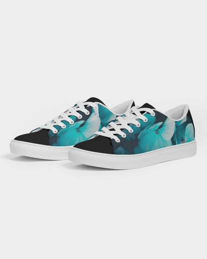 Teal Floral Women's Faux-Leather Sneaker