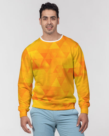 Orange Abstract Men's Classic French Terry Crewneck Pullover