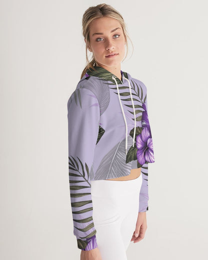 Purple Flower Women's Cropped Hoodie