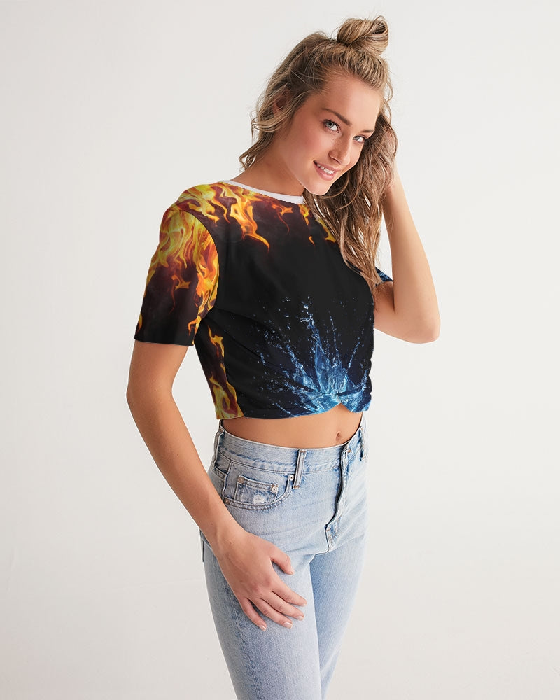 Water fire Women's Twist-Front Cropped Tee