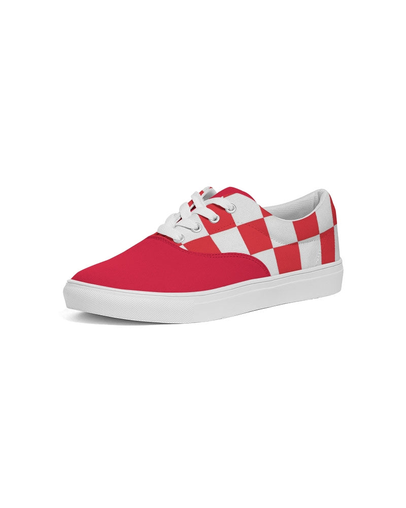 checkered Women's Lace Up Canvas Shoe