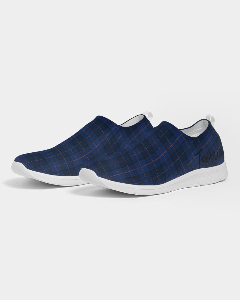 Blue Plaid Men's Slip-On Flyknit Shoe