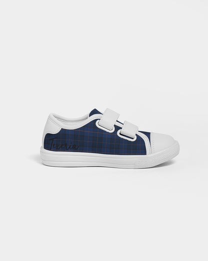 Blue Plaid Kids Velcro Sneaker