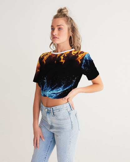 Water fire Women's Twist-Front Cropped Tee