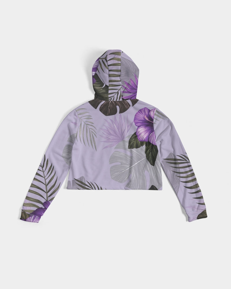 Purple Flower Women's Cropped Hoodie