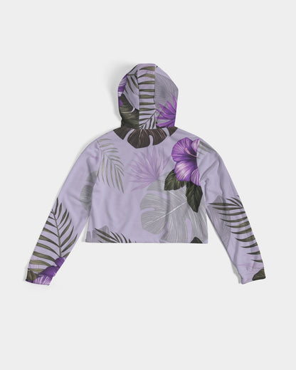 Purple Flower Women's Cropped Hoodie