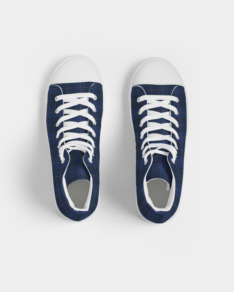 Blue Plaid Women's Hightop Canvas Shoe