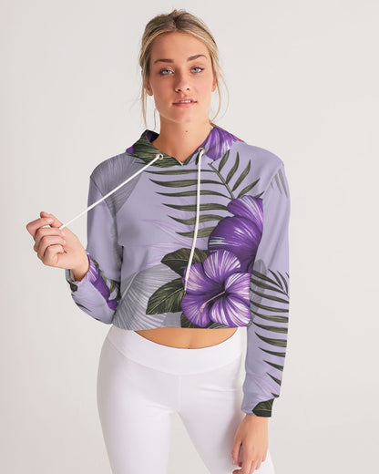 Purple Flower Women's Cropped Hoodie