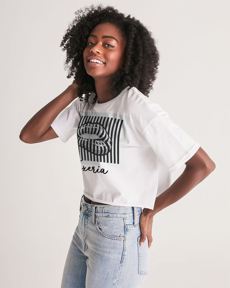 Pin Stripe Lips Women's Lounge Cropped Tee