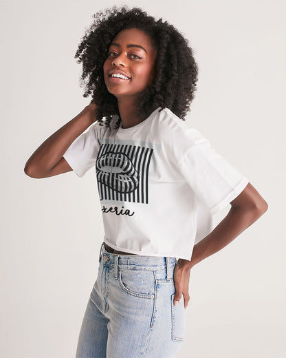 Pin Stripe Lips Women's Lounge Cropped Tee
